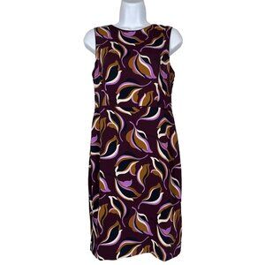 Ann Taylor Sheath Dress Womens Size 4P Plum Floral Print Multicolor Sleeveless